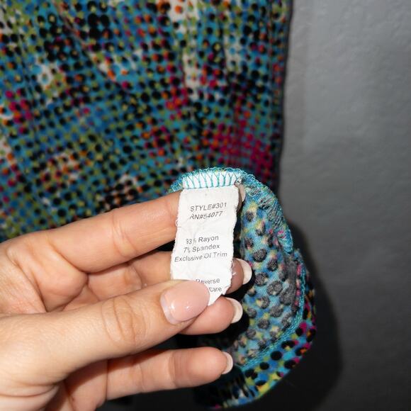 CAbi Blue‎ Dotted Trapeze Hooked Racerback Tank Top Size Small - Picture 3 of 7